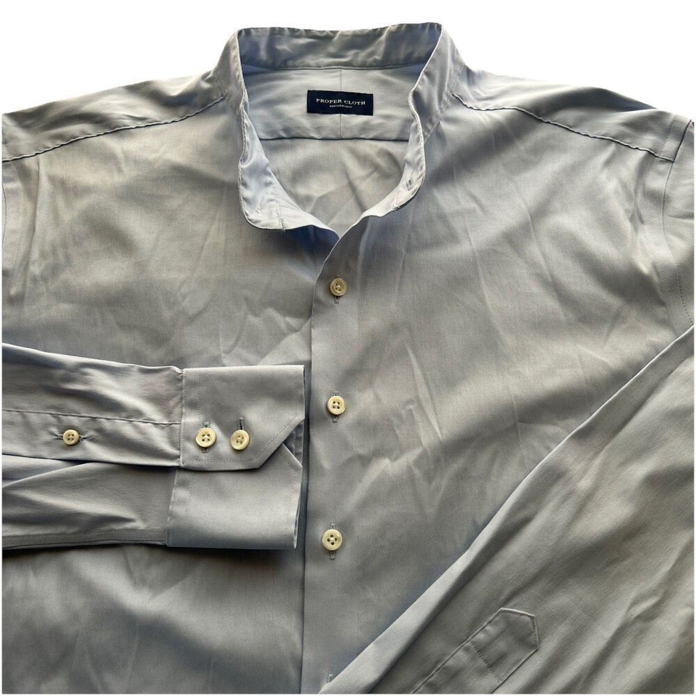 Proper Cloth Performance Men’s 17-37 Light‎ Blue Button Down Dress Shirt EUC